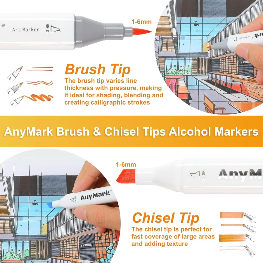 Brush & Chisel Alcohol Markers, detail view