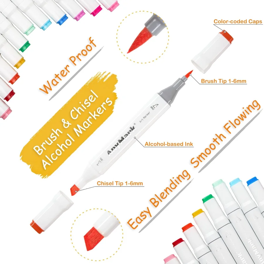 Brush & Chisel Alcohol Markers, detail view